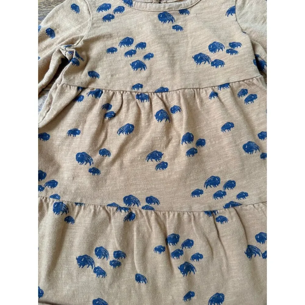 Little Co Girls' Bison Print Dress Size 2